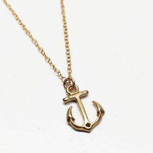 Delicate 14K Gold Filled Anchor Pendant Layering Necklace 18"